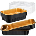 20 Set Heavy Duty Aluminum Foil Pans with Lids 9x13, Black Gold