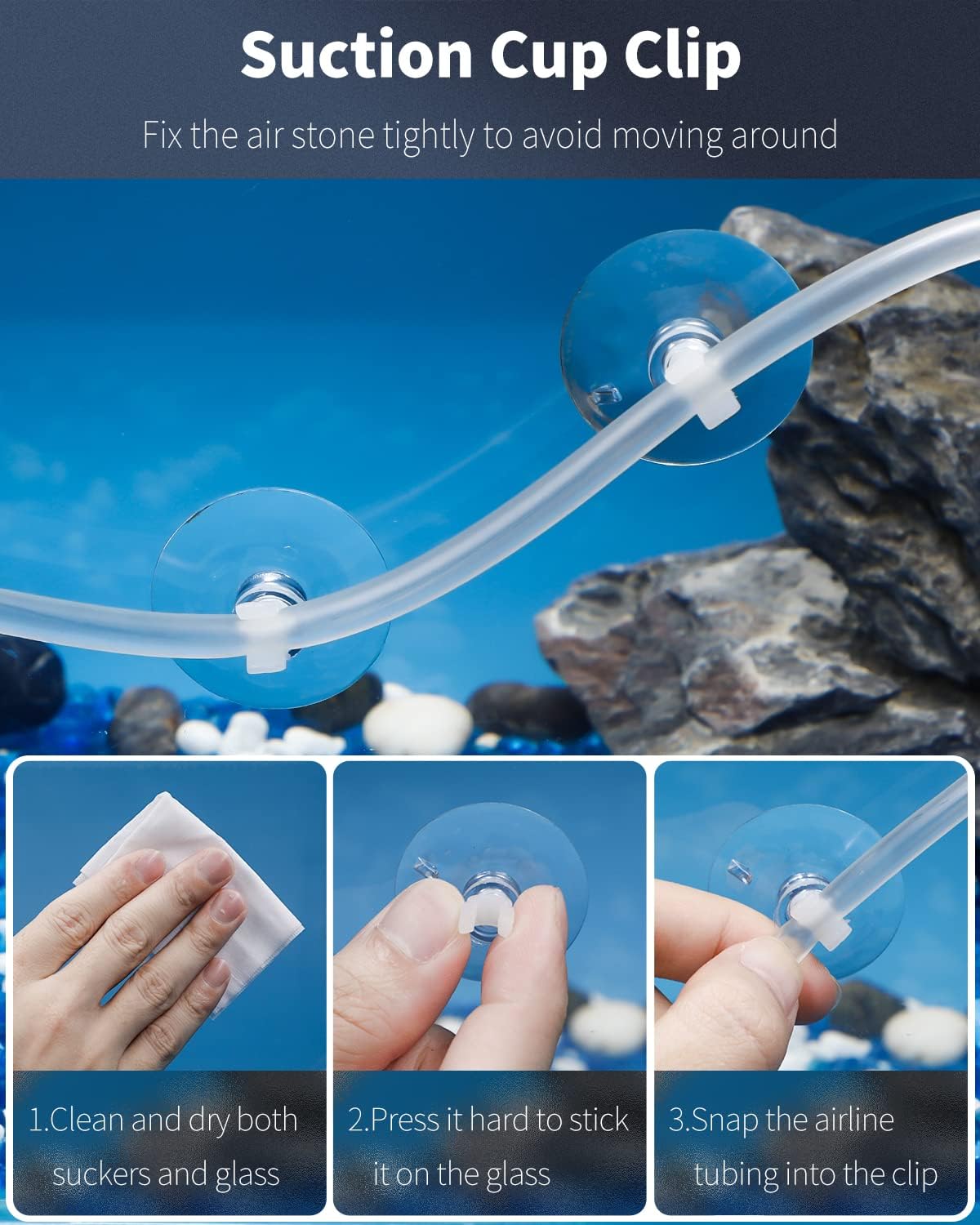 Aquarium Air Stone Bar Bubbler 8 Inch, Fish Tank Bubbler Stone with 4 Suction Cups Square Oxygen Diffuser for Air