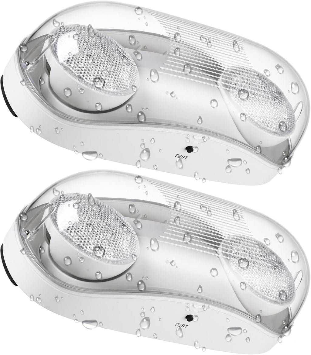 LEONLITE 2-Pack Wet Location LED Emergency Lights IP65 Waterproof White