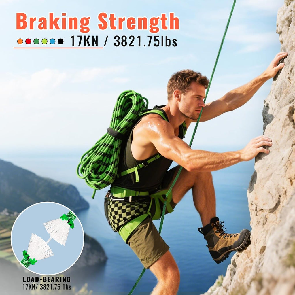 Rock Climbing Rope Static Ropes- 10.5mm 12.7mm Dia, 32FT 150FT 200FT 3825lbs-9000lbs Arborist Tree Rope Heavy Duty