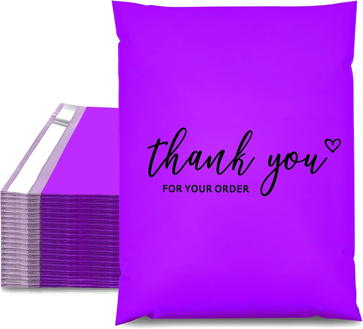 Thank You Poly Mailers 10x13 Inch, 100 PCS, Purple