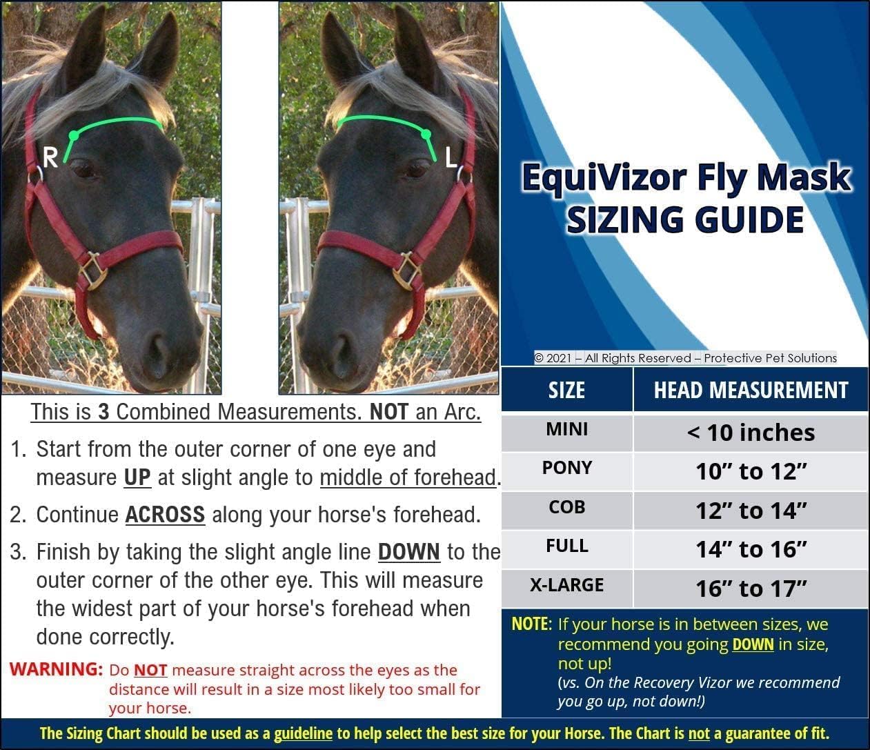 EquiVizor 95% UV Eye Protection (XL) Horse Fly Mask with Ears. Designed to Stay On Your Horse, Off The Ground