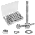 Yinpecly 10 Sets 1/4-20x2-1/2 Hex Head Screw Bolt,Nuts,Flat & Lock Washers