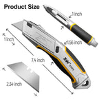 Heavy Duty Auto-loading Utility Knife,3-position Retractable Box Cutter with Total 5 Blades