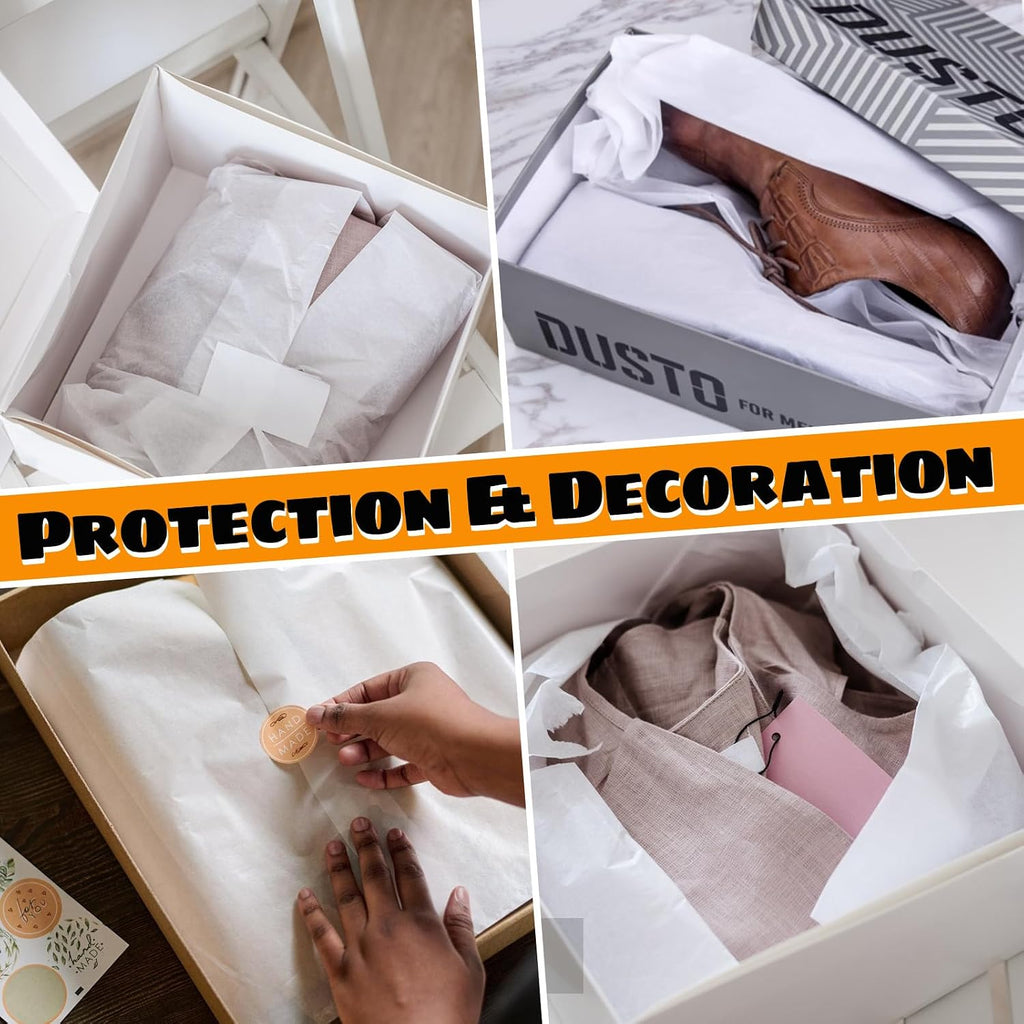200 Sheets 20 x 20 Inch White Unbuffered Acid Free Tissue Paper for Storage