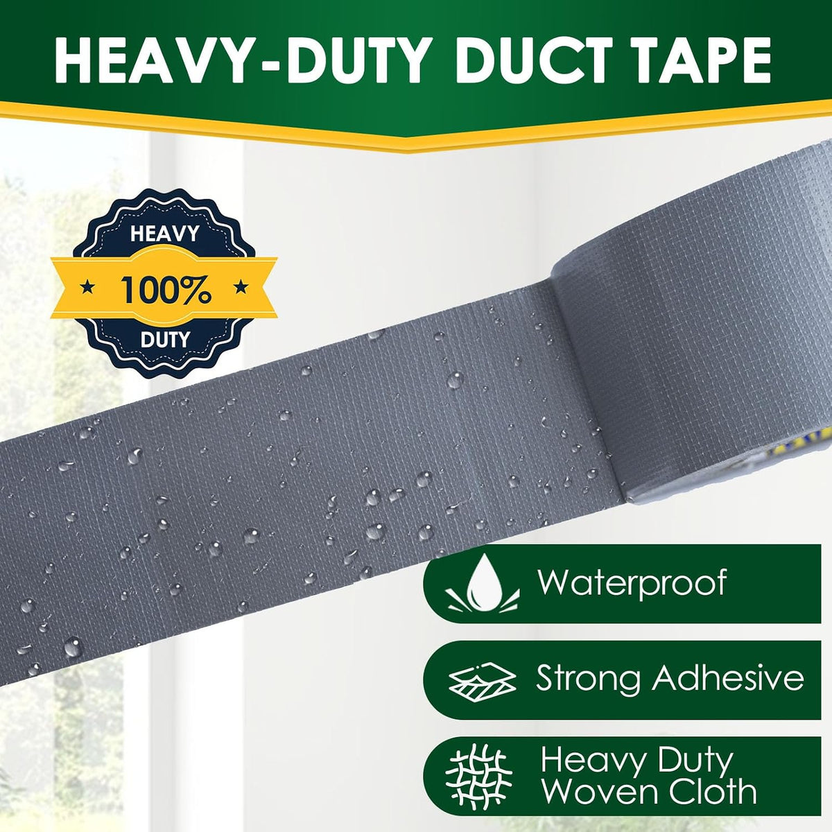 10 Pack Duct Tape Heavy Duty Waterproof Silver Bulk 1.88 Inch X 90 Ft