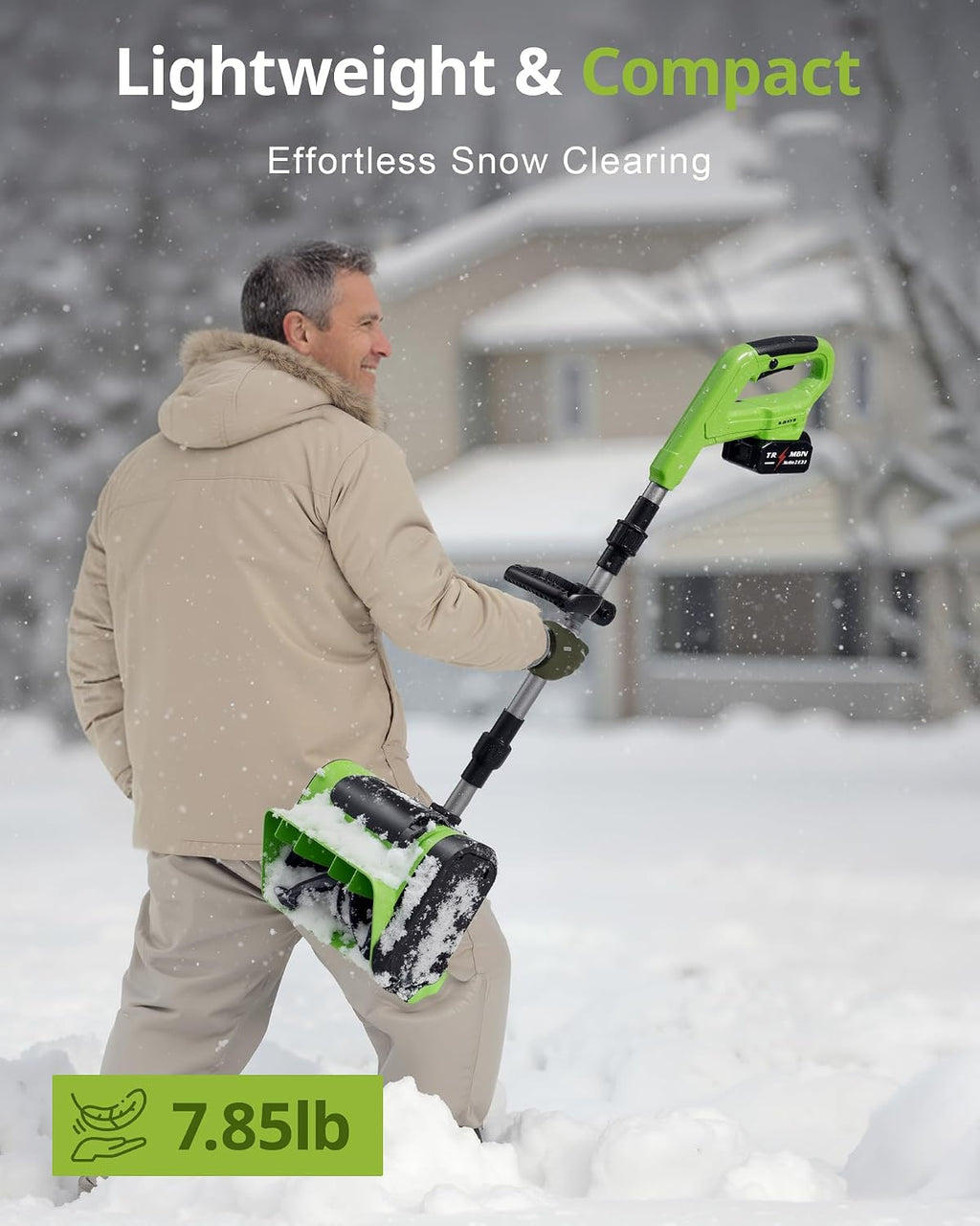 Electric Cordless Snow Shovel, 2X 3.0Ah/ 21V/ 12-Inch Battery | Snow Blower with Directional Plate & Adjustable Front