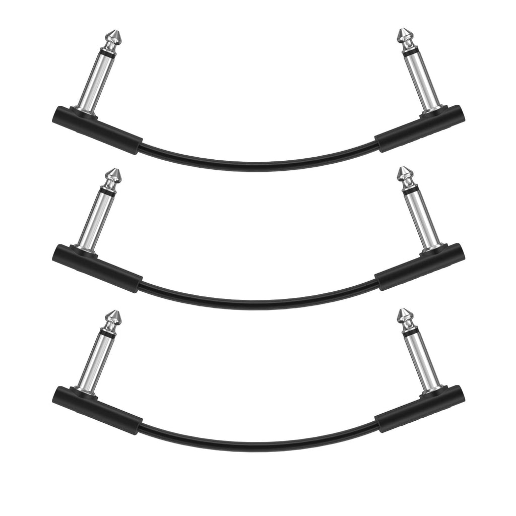 Flat Patch Cables for Guitar Effect Pedal 6 Inch Save Space Clear Sound 1/4" TS Right Angle 3 Packs | Right angle