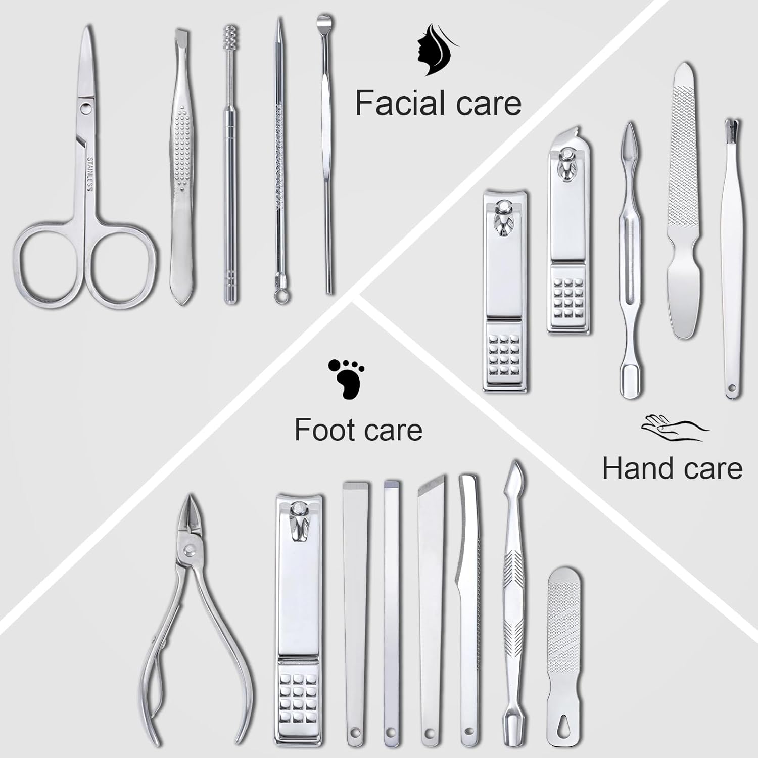 Nail Clippers Set - 18 Pcs Professional Manicure Pedicure Kit Gifts for Fathers Day Men Women, Stainless Steel