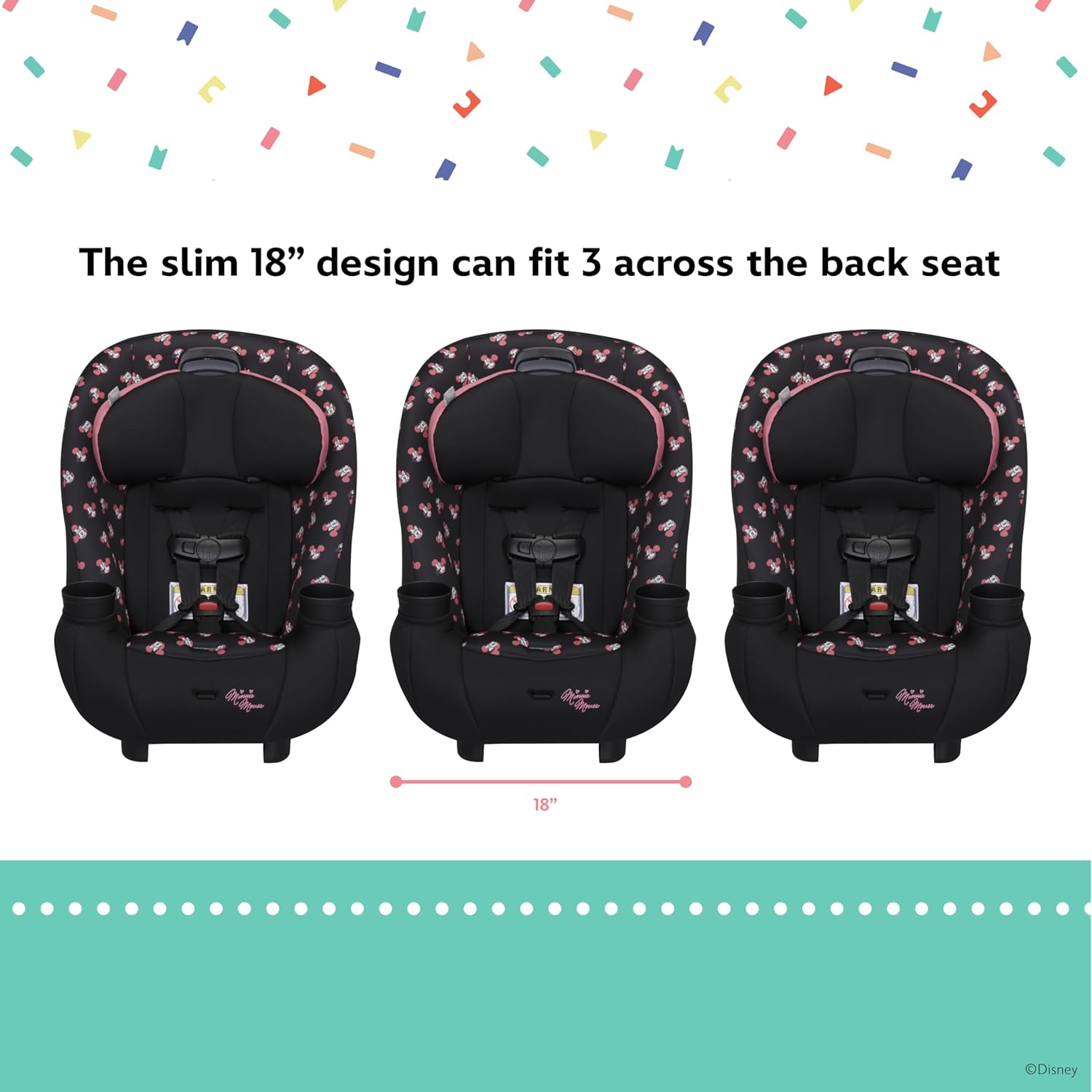 Baby Ellaris 3-in-1 Convertible Car Seat, Slim Fit Design, Rear & Forward-Facing, 5-Position Headrest, 3-Across Fit