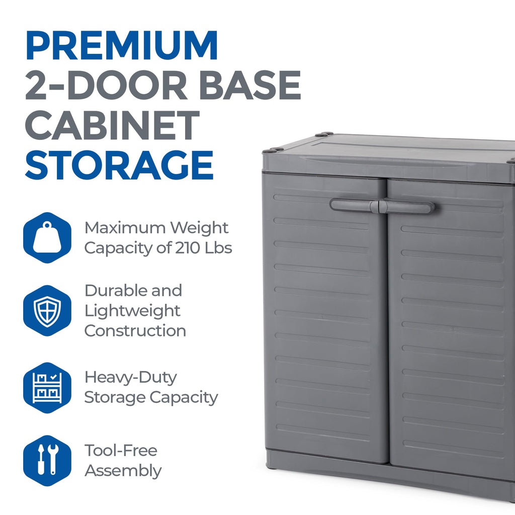 MaxIt 2-Shelf Lockable Utility Storage Base Cabinet, Gray