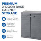 MaxIt 2-Shelf Lockable Utility Storage Base Cabinet, Gray