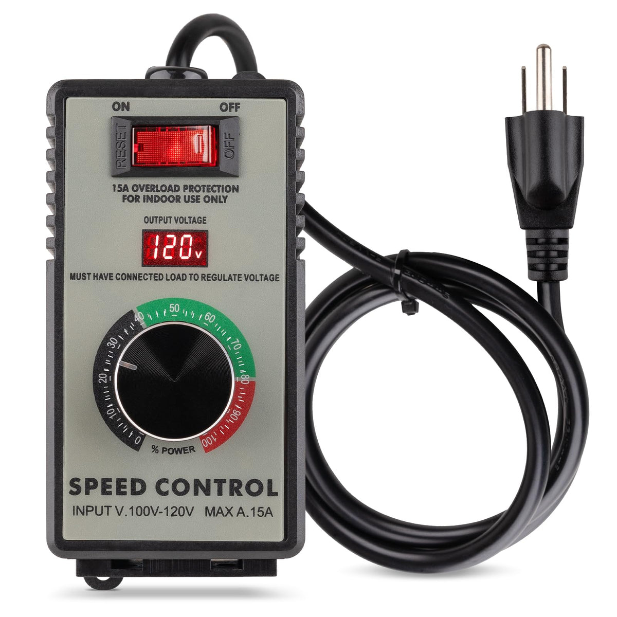 AC Motor Speed Controller, 120V 15A Speed Regulator for Brushed Motors