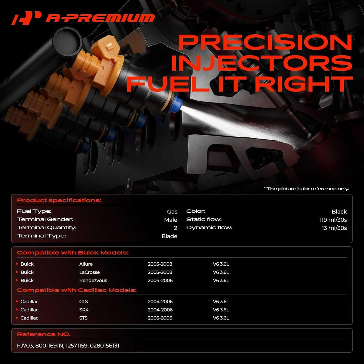 A-Premium Fuel Injectors Compatible with Buick, Cadillac