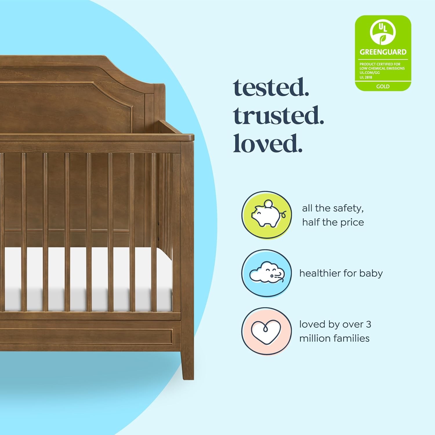 Chloe Regency 4-in-1 Convertible Crib in Walnut, Greenguard Gold Certified