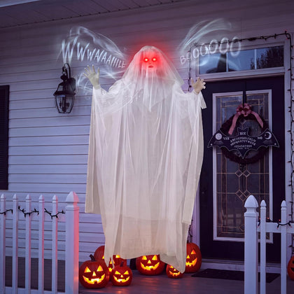 Halloween Ghost Bride Decoration Ghost Bride Halloween Prop with Colorful LED Lights Sound Effects 66 Inch Hanging