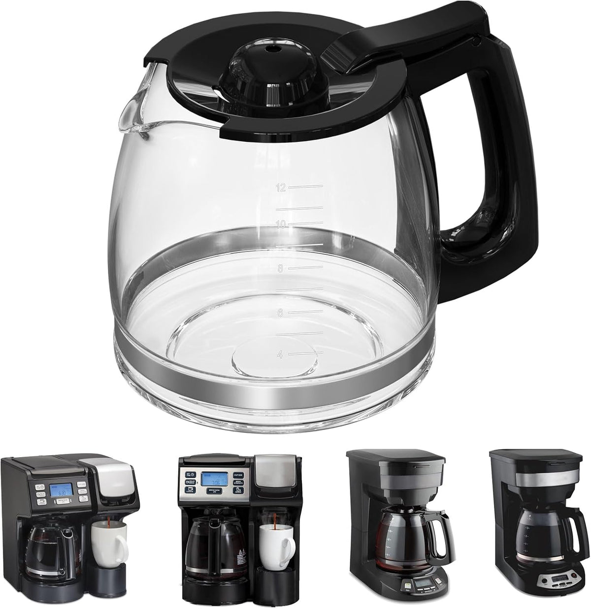12-Cup Replacement Coffee Carafe Compatible with Hamilton Beach Coffee maker Pot 49902, 49915, 49905C, CM4309, 49317