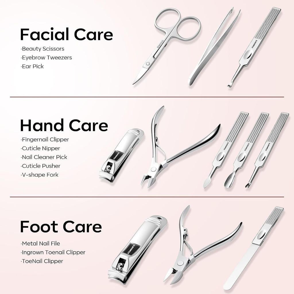 Stainless Steel Manicure Set 11-in-1 Professional Nail Clipper Kit