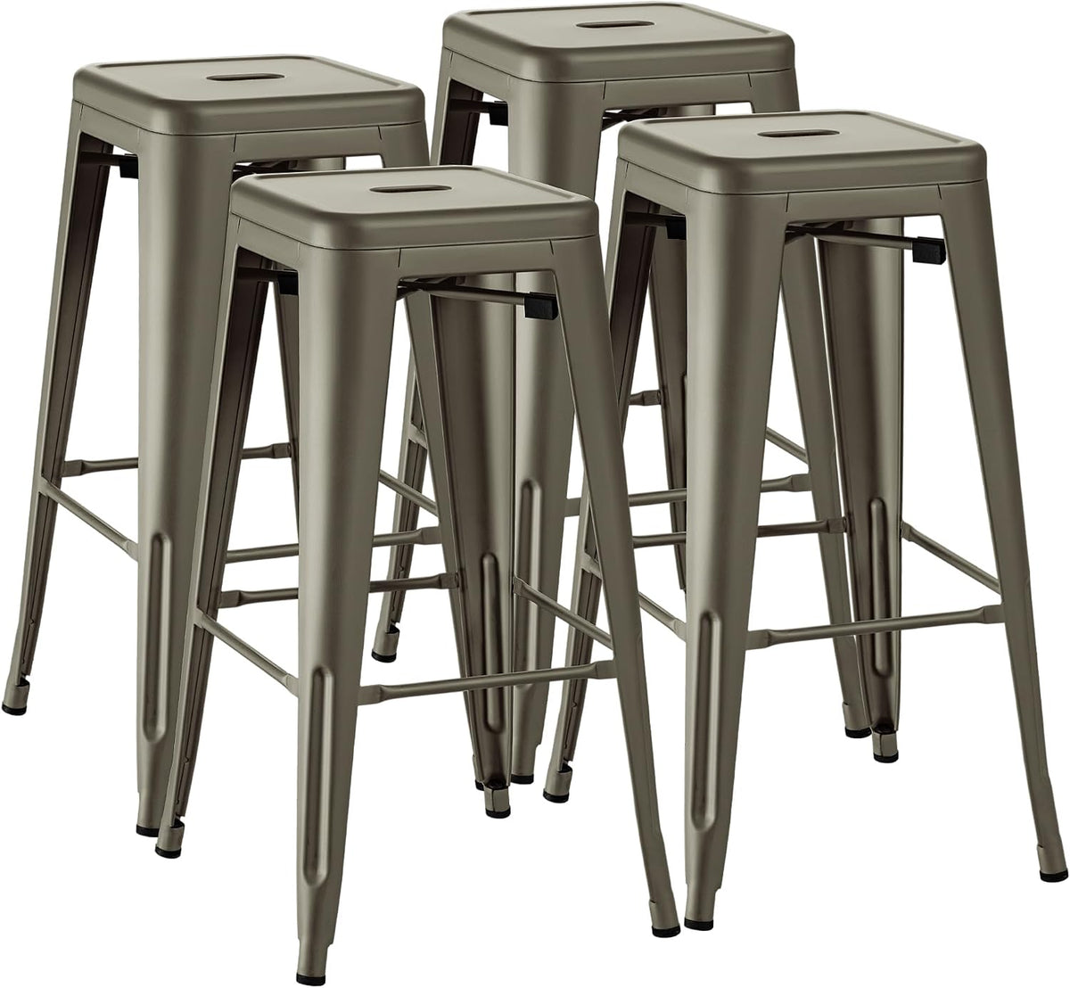 30'' Metal Bar Stools Set of 4, Stackable for Indoor Outdoor, Gun