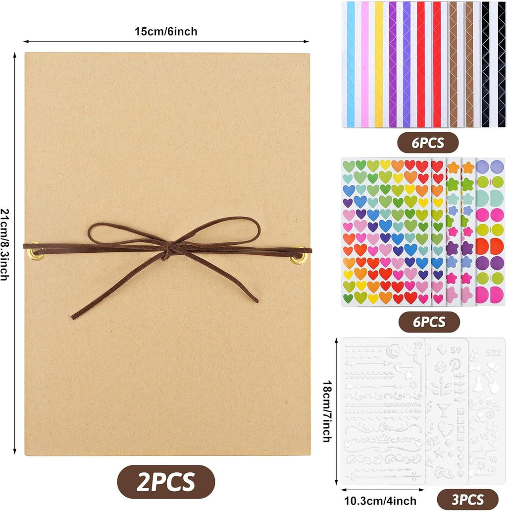 Accordion Scrapbook Album,Brown Kraft Paper Pages with DIY Accessories,Small Blank Photo Albums Set,6 X 8 Inch DIY