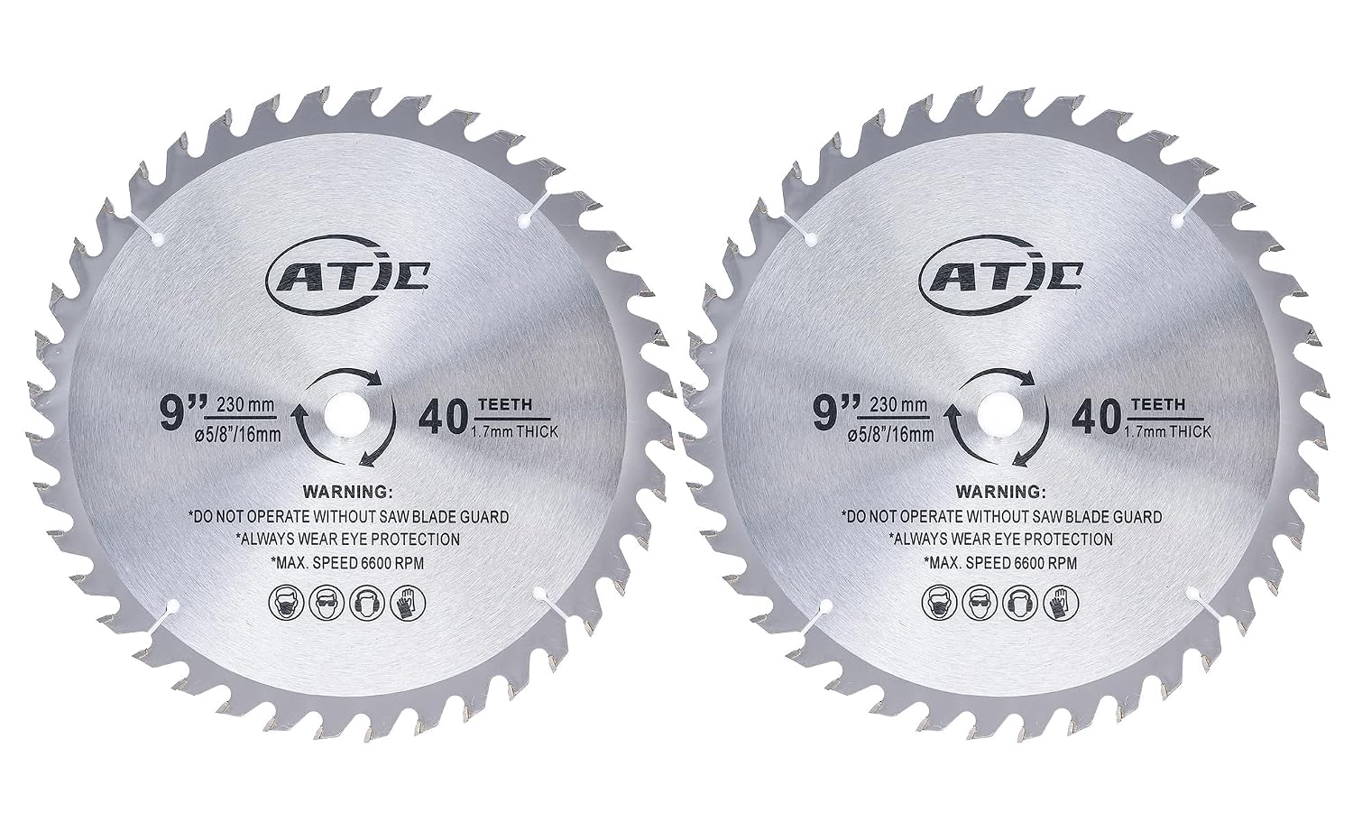9" 40 Tooth Carbide Tip General Purpose Wood Cutting Circular Saw Blade with 5/8" Arbor (2 Pack)