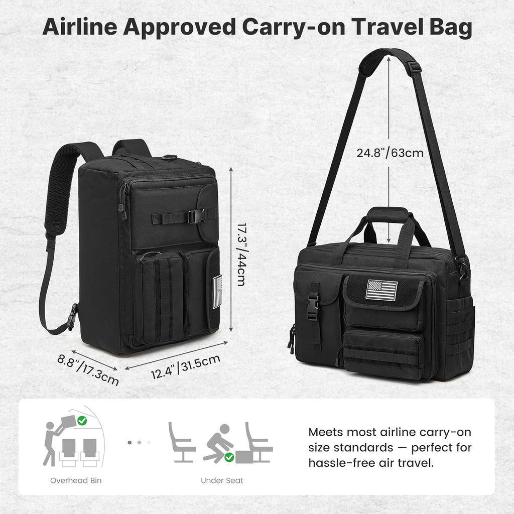 17.3 Inch Laptop Messenger Bag for Men, 3-in-1 Backpack for Travel Work Weekender, Large Tactical Shoulder Bag