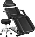 Facial Tattoo Chair for Client, Hydraulic Esthetician Lash Bed with Rolling Stool, 360° Swivel Adjustable Headrest