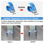 3Rolls Filament Strapping Tape 2Inch with Dispenser, Heavy Duty Fiberglass Reinforced Packing Tape for Shipping