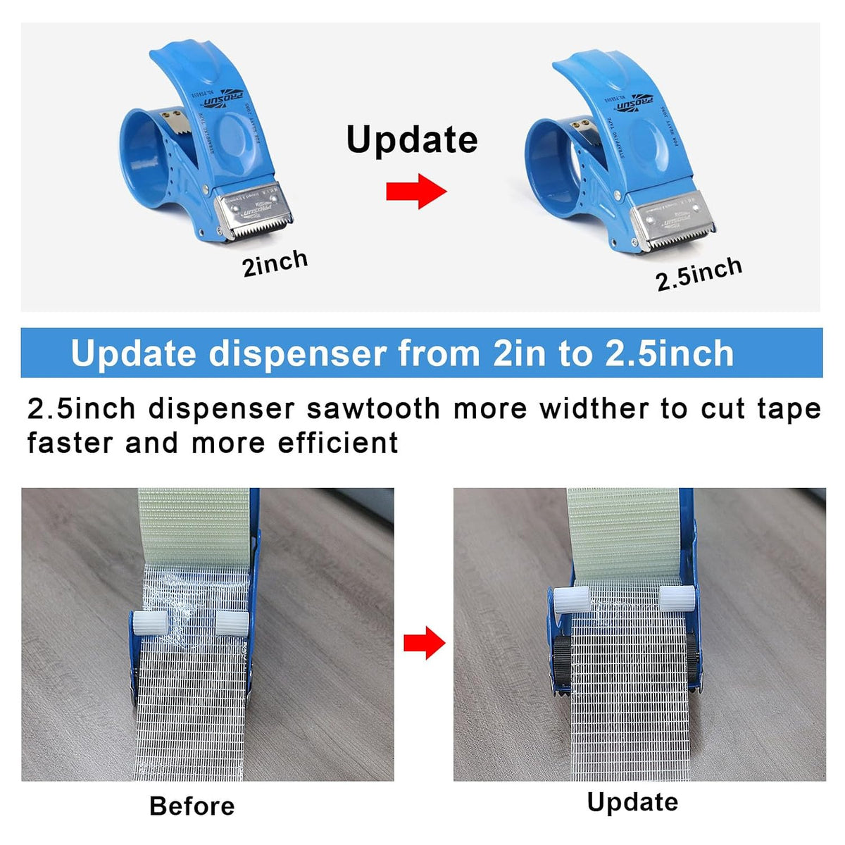 3Rolls Filament Strapping Tape 2Inch with Dispenser, Heavy Duty Fiberglass Reinforced Packing Tape for Shipping