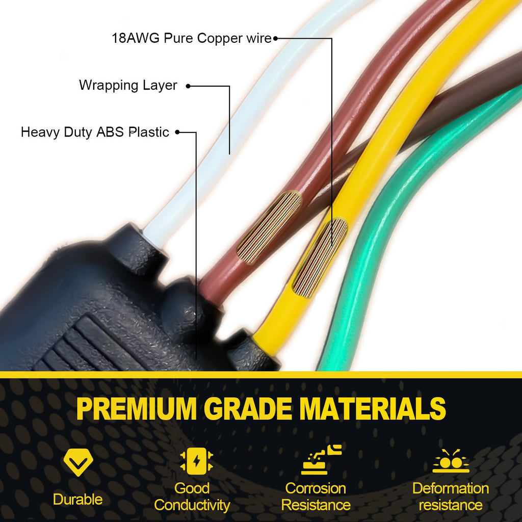 32FT Trailer Wiring Harness Kit, 4 Pin 5 Wire Trailer Wiring Harness