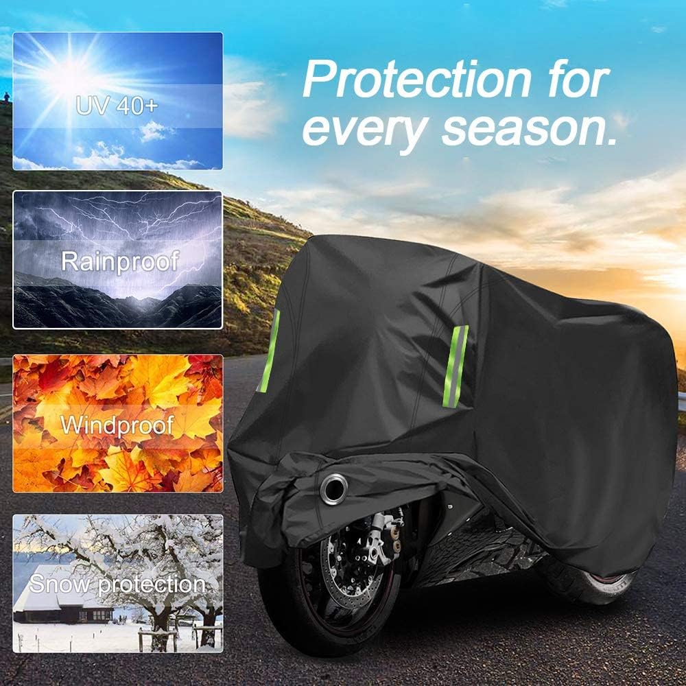 Motorcycle Cover All Season,Universal Weather Quality Waterproof Sun Outdoor Protection Scooter Shelter Tear Proof