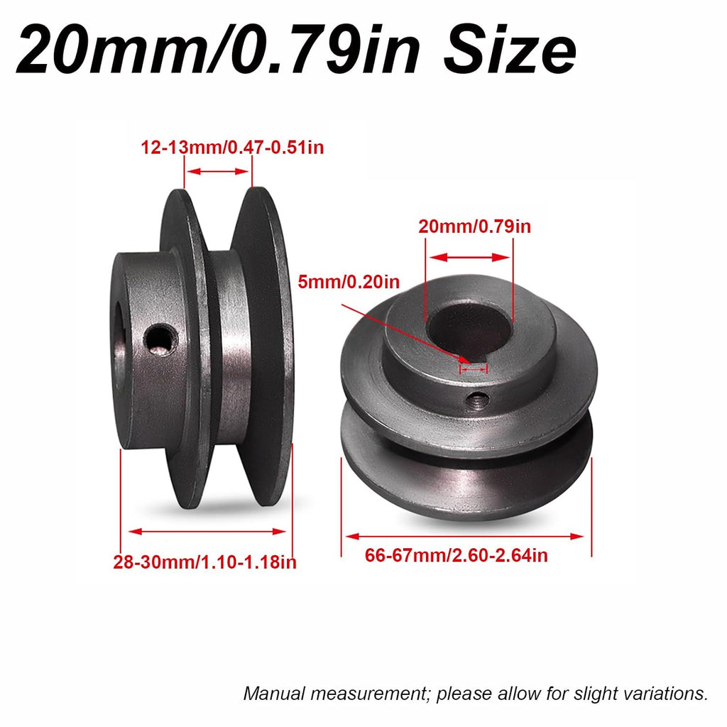 tooloflife Cast Iron V Belt Pulley, Heavy-Duty V-Groove Pulley for Industrial/DIY Power Transmission (20mm/0.79in)
