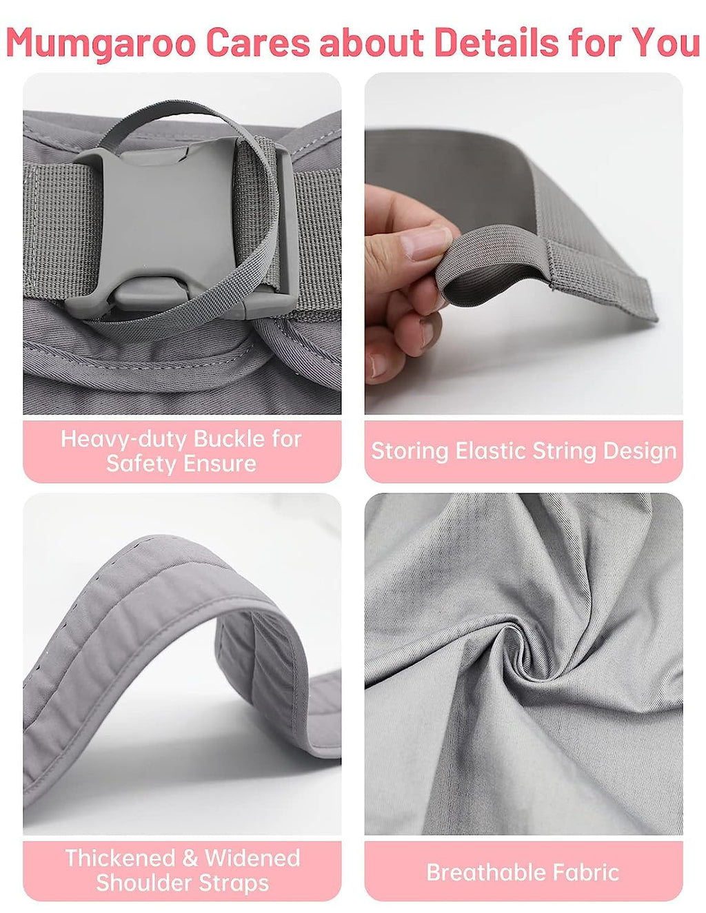 Baby Sling Carrier Pure Cotton Ergonomic Adjustable Breathable | Ergonomic M-Position, Quick 10-Sec On/Off