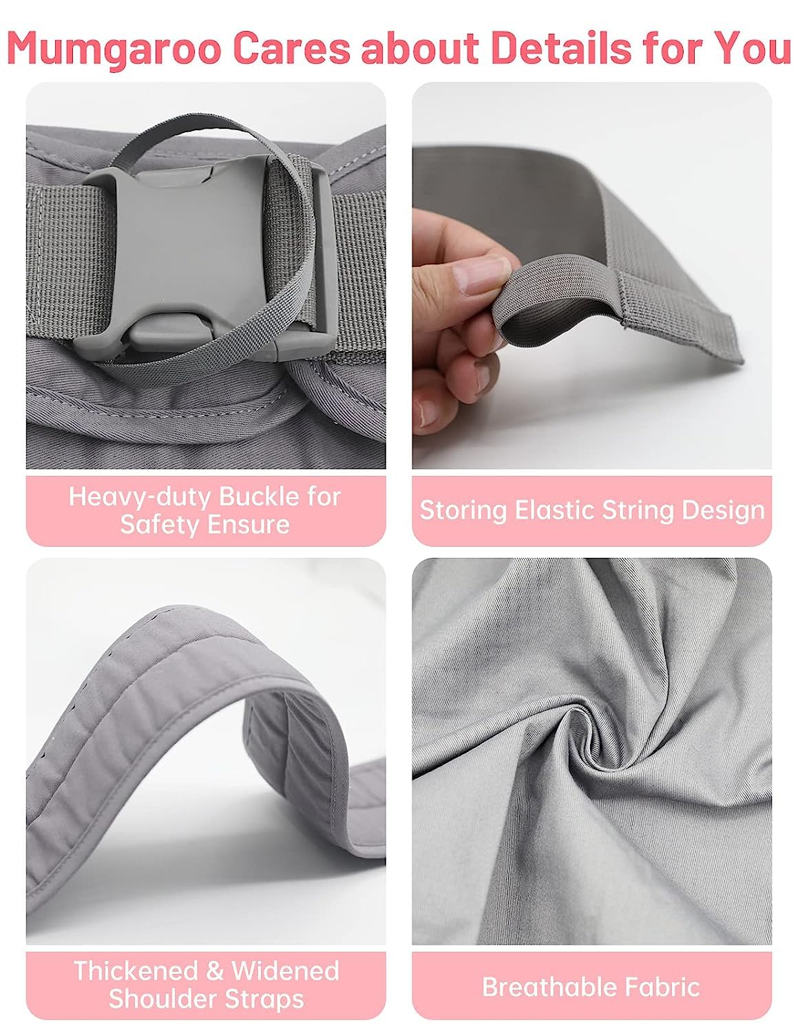 Baby Sling Carrier Pure Cotton Ergonomic Adjustable Breathable | Ergonomic M-Position, Quick 10-Sec On/Off