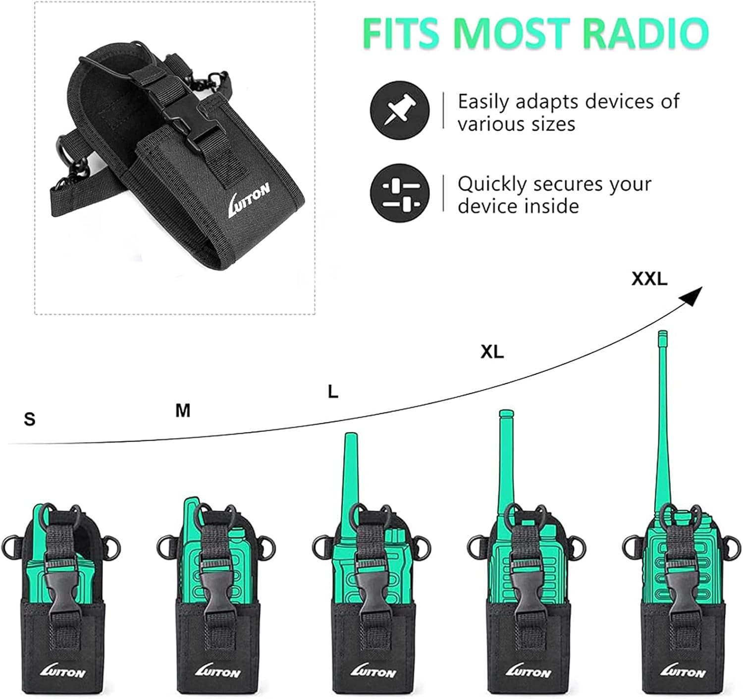 Radio Holder Walkie Talkie Pouch Molle Radio Pouch BaoFeng Radio Holster Strap Radio Case for Duty Belt Compatible