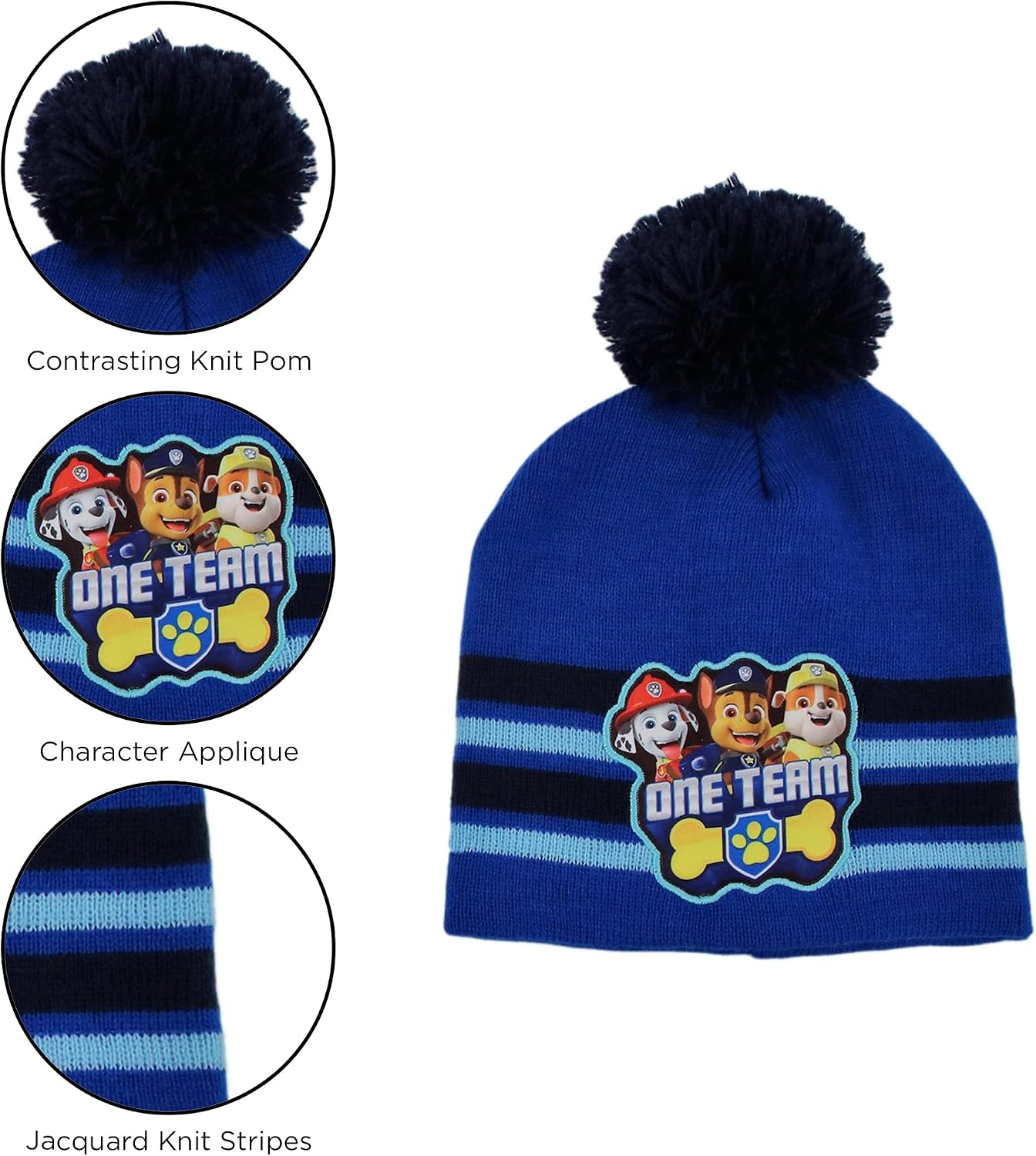 Boys Toddler Winter Hat, Scarf & Mittens Set 2-4 Or Paw Patrol Marshall Hat, Scarves & Kids Gloves Sets 4-7