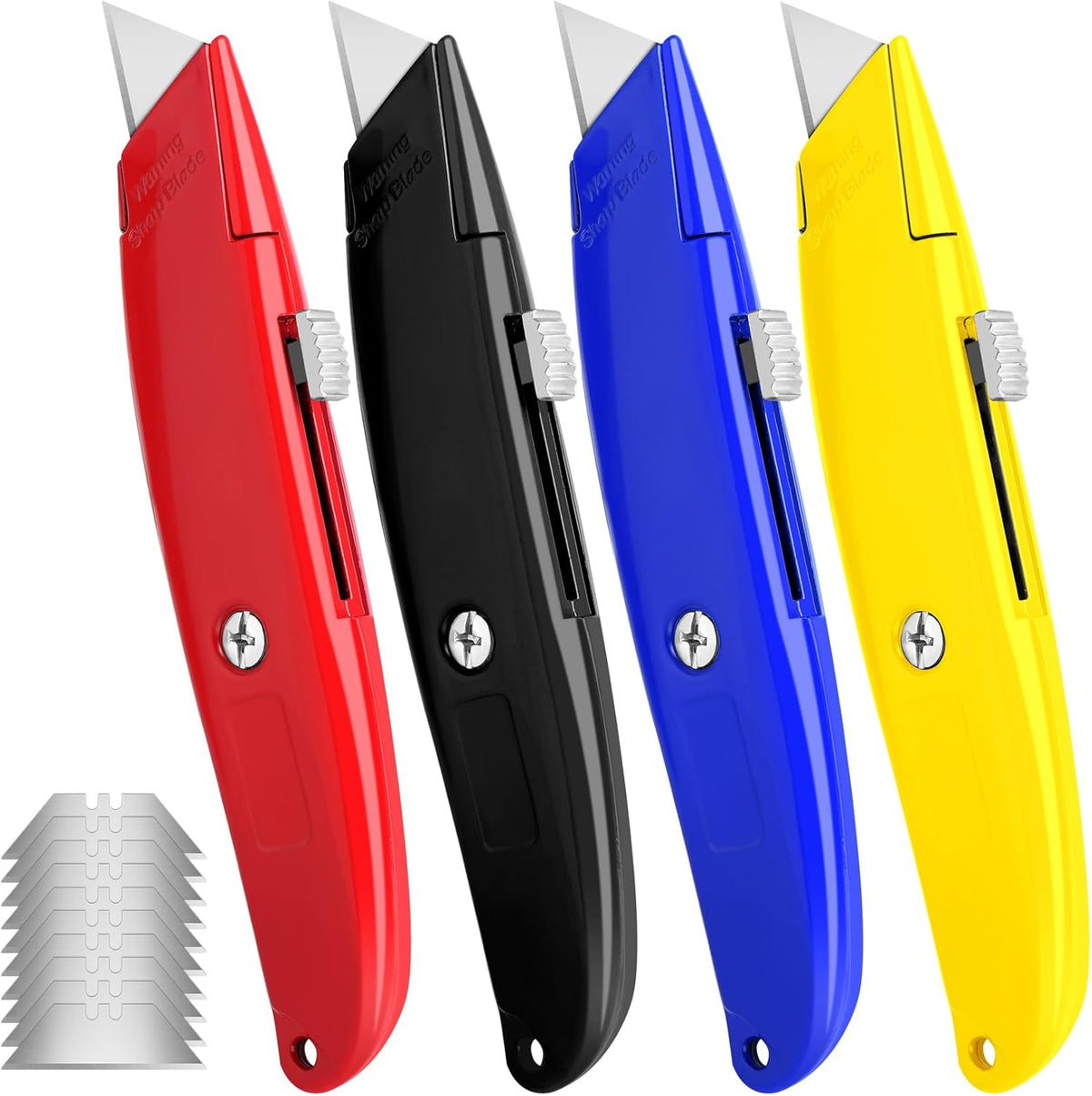 4 Pack Box Cutters Retractable Utility Knife with 10 SK5 Blades
