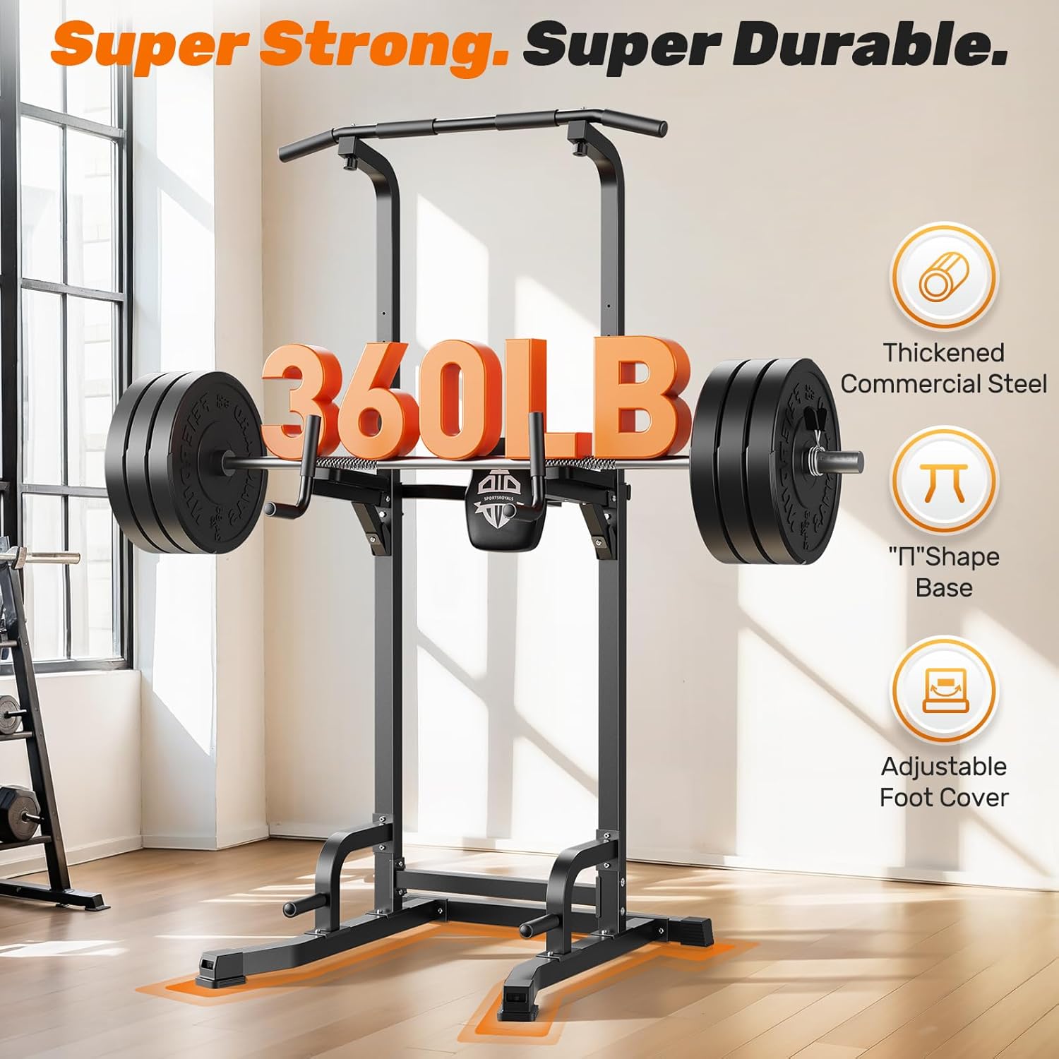 Power Tower Pull Up Bar Station, 450LBS Stable Pull Up Dip Station for Home Gym Strength Training Equipment | FED