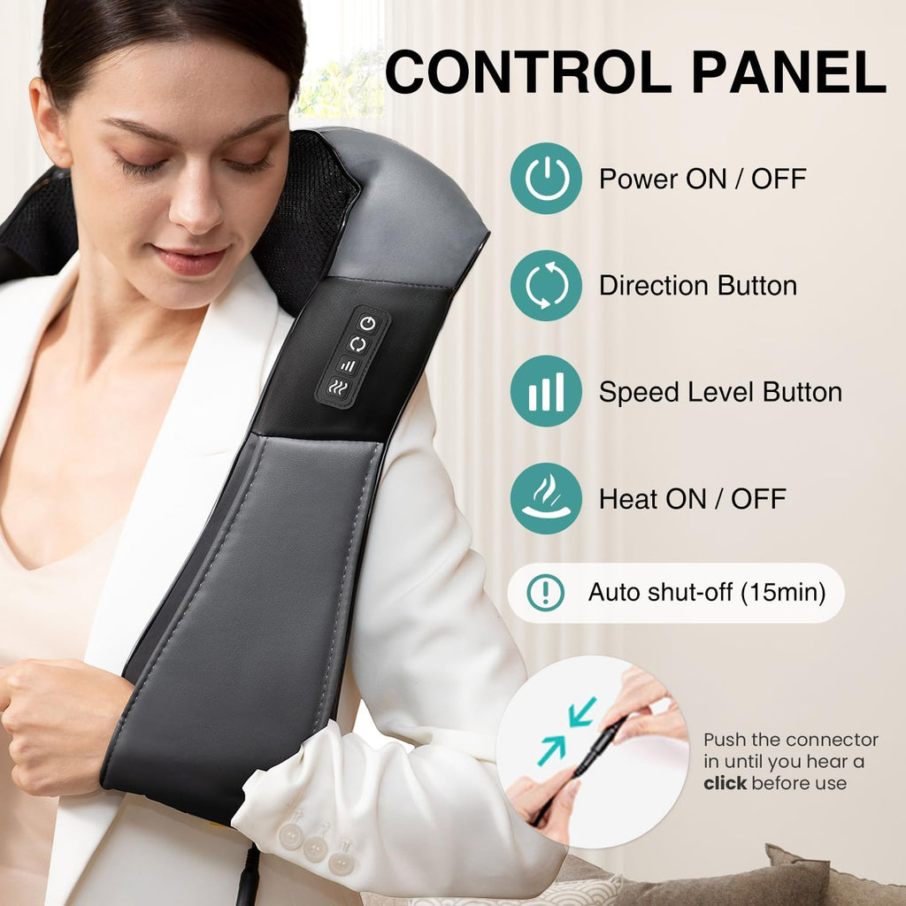 Shiatsu Neck Massager with Heat for Pain Relief Deep Tissue, 2026 Upgraded 3D Back Shoulder Kneading Massage Pillow