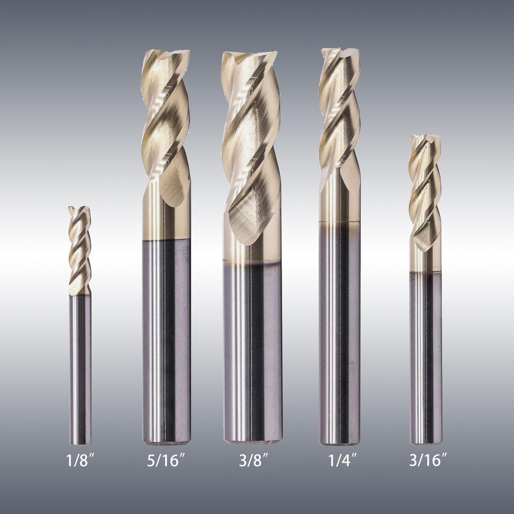 NZ 3 Flute 1/8" Solid Carbide Square End Mill ZrN Coated, 5Pcs