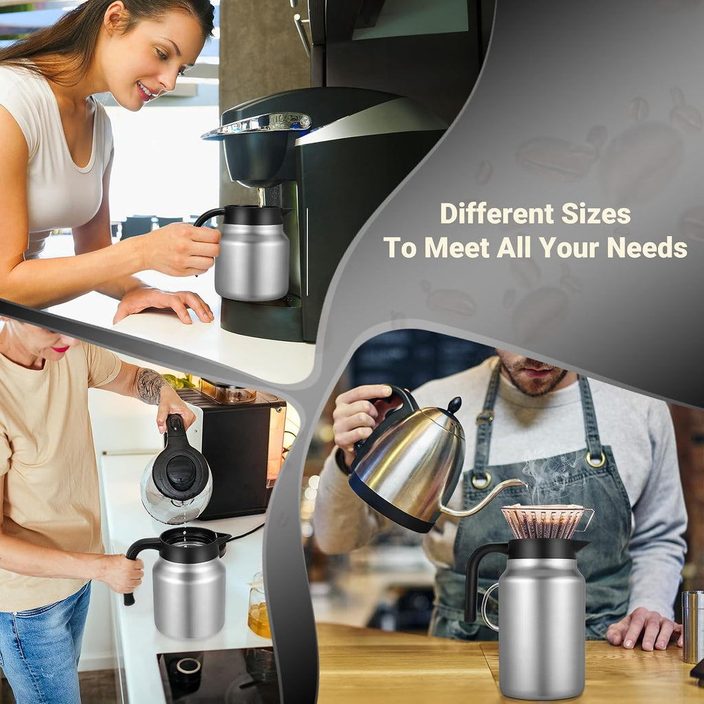 Small Insulated Coffee Carafe, 27 oz, Keeps Hot for 12H, Silver