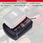 CMCB104 Fast Charger Compatible with Craftsman 20v V20 Lithium Battery