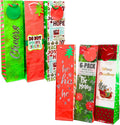 6-Pack Christmas Wine Bottle Gift Bags Heavy-Duty