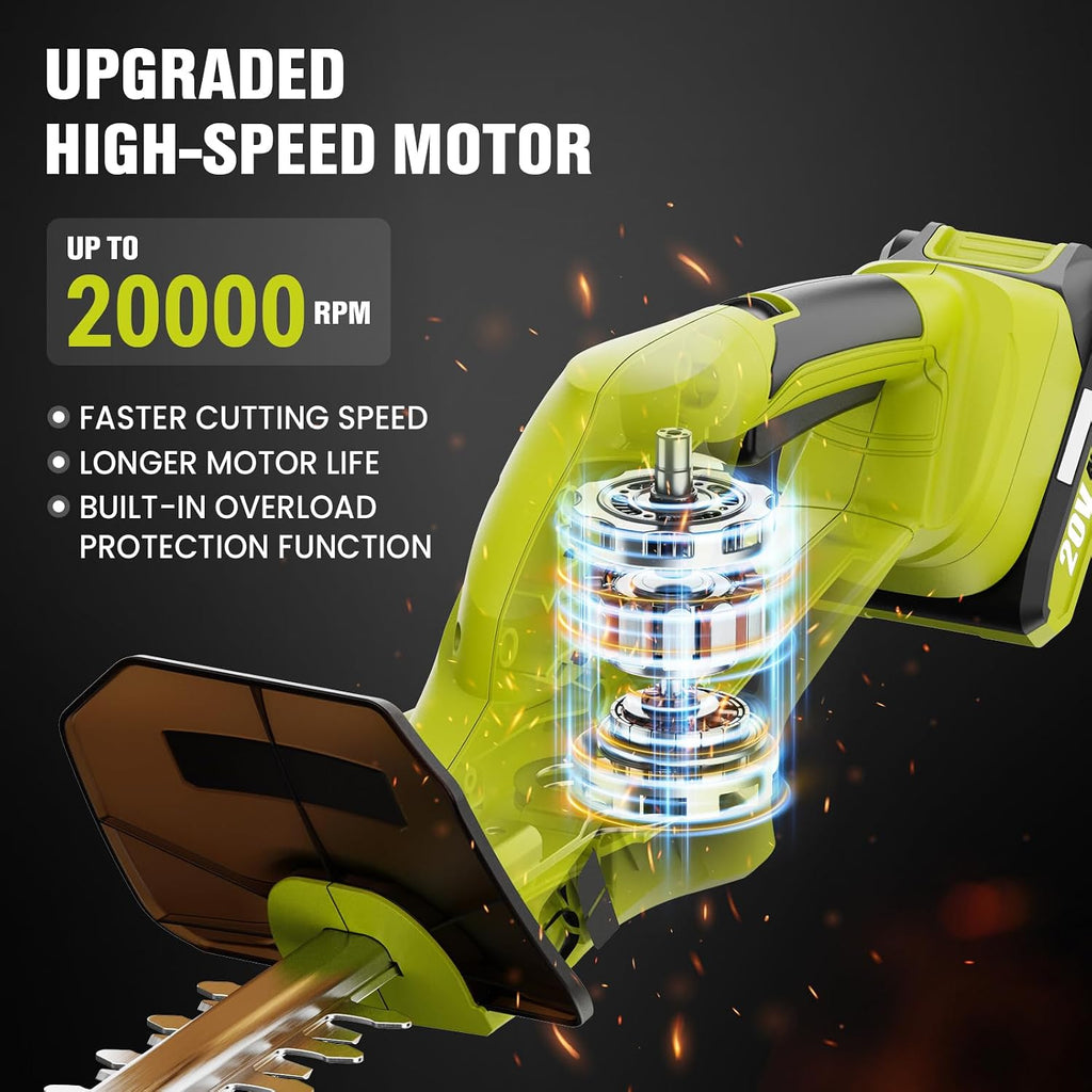 20V 22" Cordless Hedge Trimmer with 2 x 2.0Ah Battery and Charger | Handheld Electric Hedge Trimmer, Lightweight
