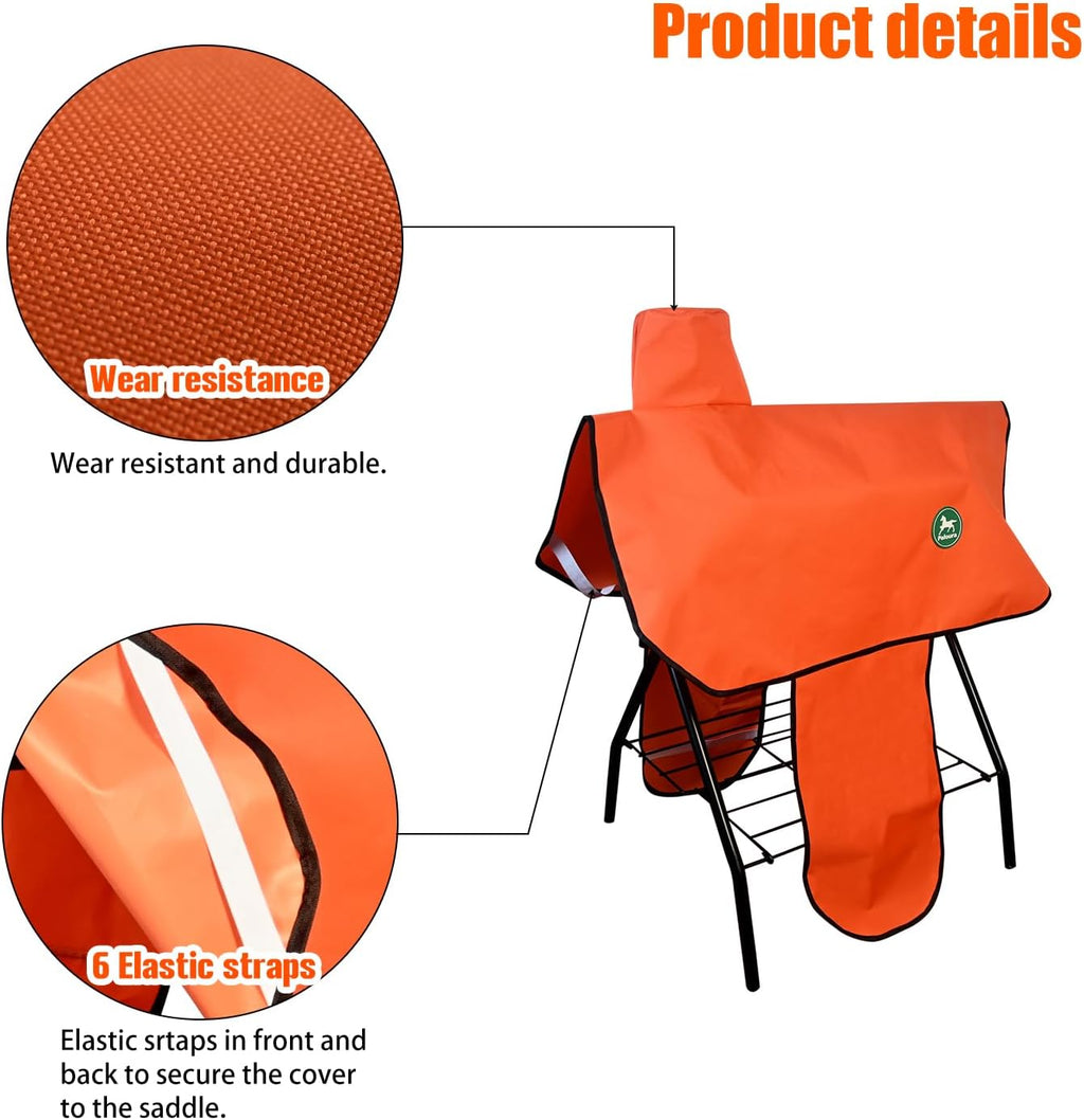 Western Saddle Cover with 6 Elastic Straps（Orange）