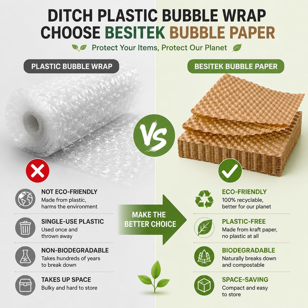 Bubble Paper Wrap Sheets for Packing, Moving, 12" x 12" 100 Sheets | Kraft Packing Paper Cushion Wrap,Recyclable