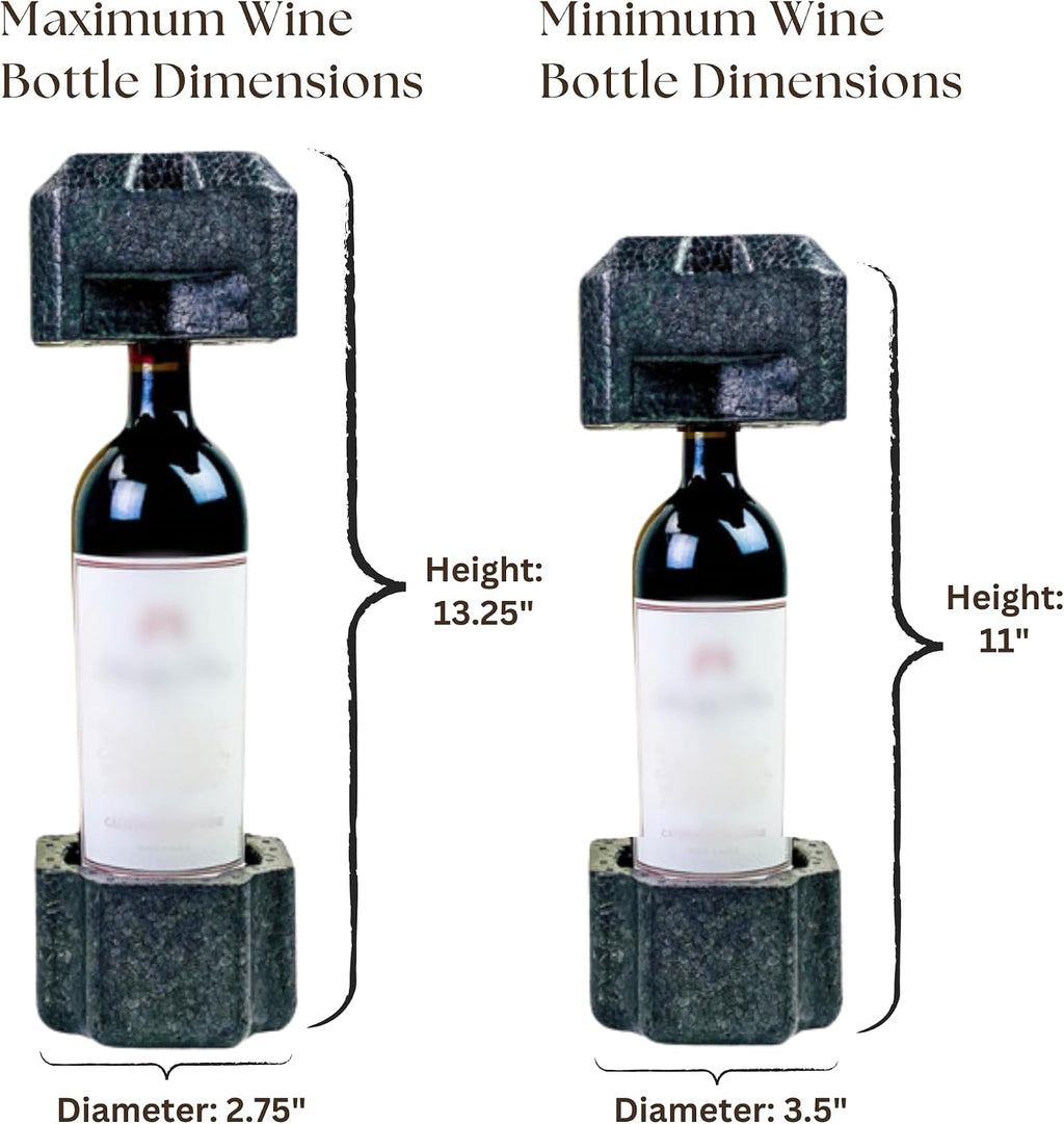 Single Bottle Wine Shipping Box with Protective Foam Insert, Recyclable Corrugated Mailer, Fits Most 750ml Wine
