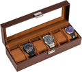 Watch Box, 6 Slot Mens Watch Display Case, Espresso | Watches Collection Storage Holder Organizer for Men Women