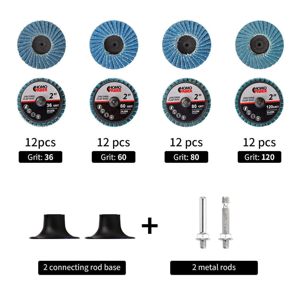 HOMO FABER 50Pcs Die Grinder Sanding Discs, 2 Inch Flap Discs Roll Lock