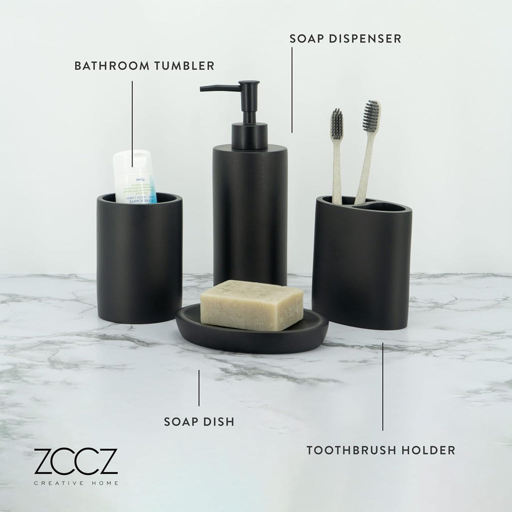 Bathroom Accessory Sets, 4 Pieces Bathroom Accessories Complete Set Vanity Countertop Accessory Set, Includes Lotion